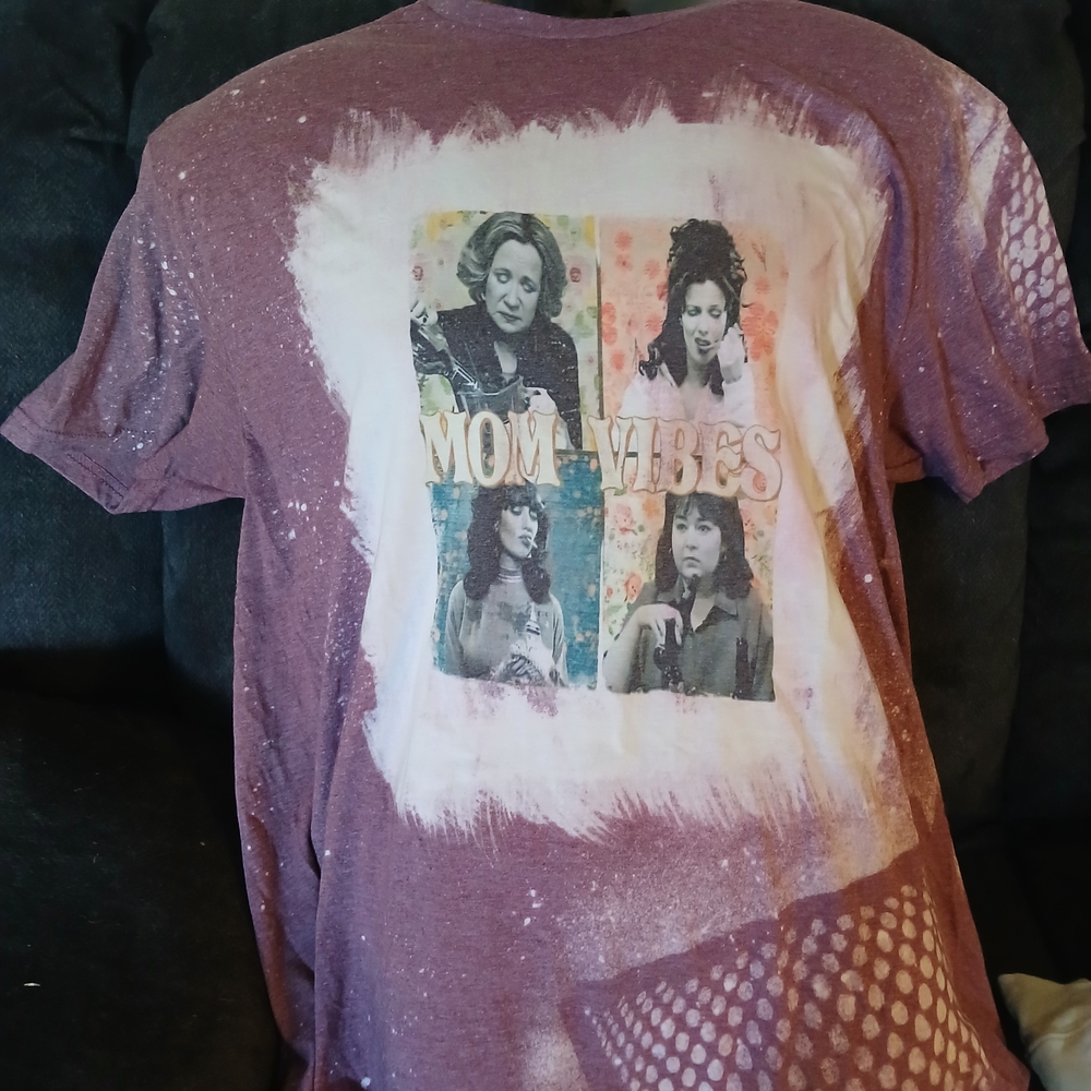 Purple Graphic Tee with Mom Vibes Design